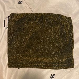 Forever 21 Medium Gold Sparkle Tube Top